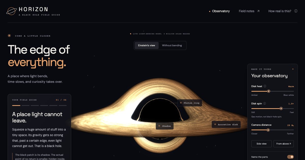 Screenshot of the Black Hole Simulation demo