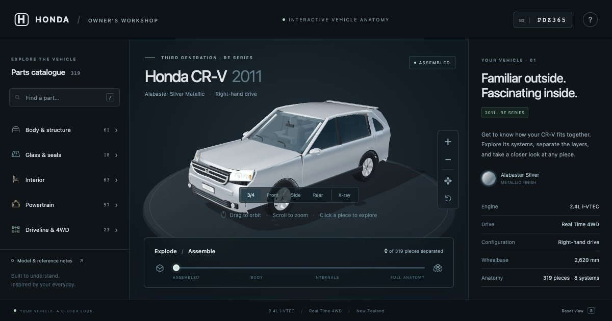 Screenshot of the Honda Car Anatomy demo